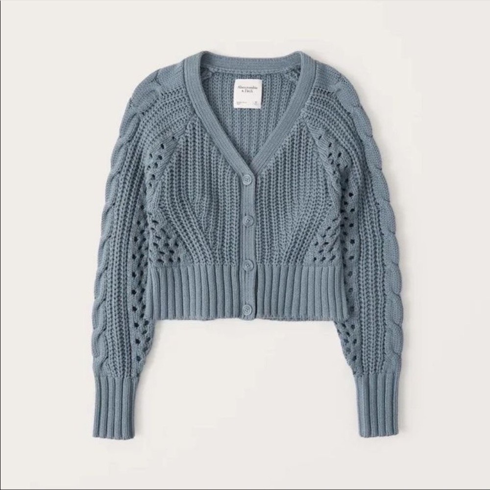 Abercrombie Cropped Blue Sweater Cardigan
